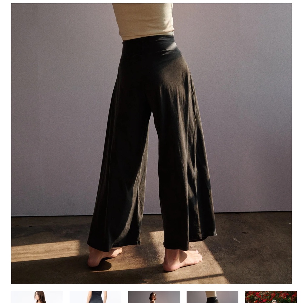 Wide Leg Cropped Pants - Charcoal Gray - Picture 8 of 9